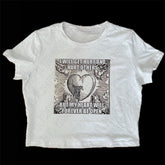 Bxoxo Women's crop tops punk gothic harajuku aesthetic street hip hop fashion all-match summer geometric pattern print slim crop tops